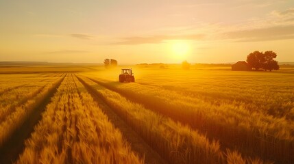 Obraz premium A tractor in a wheat field against img