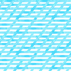 Hand drawn watercolor blue stripes seamless pattern isolated on white background. Illustration can be used for textile, fabric and other printed products.