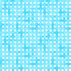Hand drawn watercolor blue checkered seamless pattern isolated on white background. Illustration can be used for textile, fabric and other printed products.