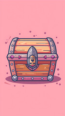 Cute treasure chest illustration | High Quality | Wallpaper	