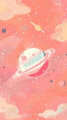 Cute planet illustration | High Quality | Wallpaper	