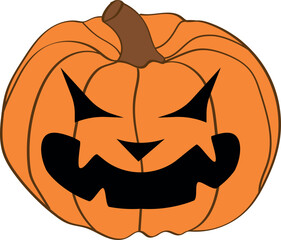 Halloween scary pumpkin with smile. Jack O Lanter illustration vector.