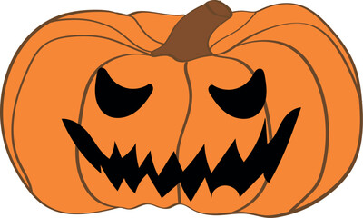 Halloween scary pumpkin with smile. Jack O Lanter illustration vector.