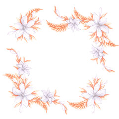 Hand drawn watercolor vintage golden and silver jewelry wreath frame border isolated on white background. Can be used for cards, label and other printed products.