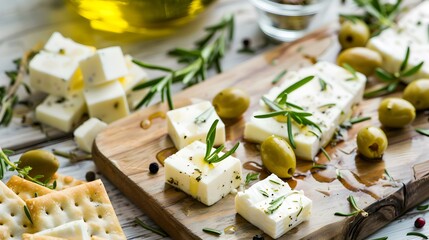 Canapes with feta cheese and olives picture