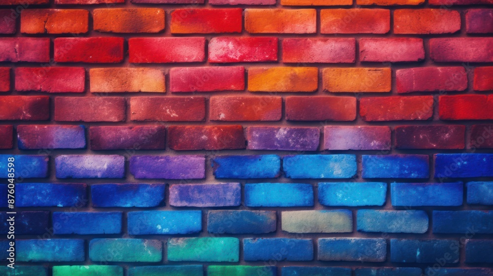 Wall mural colorful brick wall. background with rainbow colors.