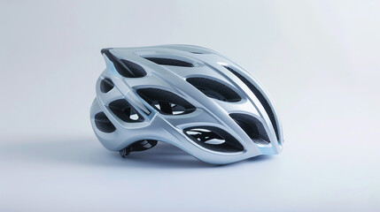 A sleek modern bicycle helmet on a white background