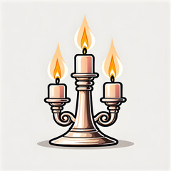 Candle candlestick logo icon on white background, Generative AI
