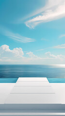 Fototapeta premium Minimalist white platform by the sea