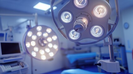 Medical equipment in light operation room in modern hospital close up photo for healthcare WHO insurance and contemporary treatment options