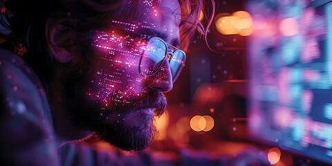 Futuristic Coder in Neon Glow