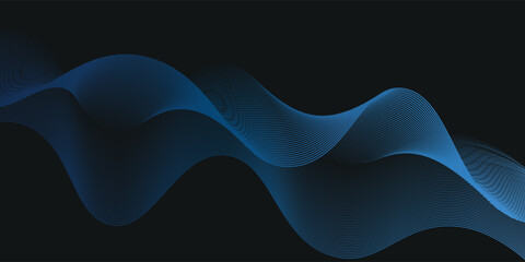 Flowing dots particles wave pattern 3D curve halftone black gradient curve shape isolated on white background. Vector in concept of technology, science, music, modern.