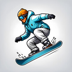 Obraz premium snow surfing ski snowboard logo icon on white background, Generative AI