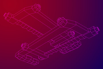 Hacksaw manual or Hand hacksaw. Wireframe low poly mesh vector illustration