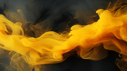 Abstract yellow and black smoke working together