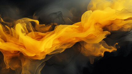 Abstract yellow and black smoke working together