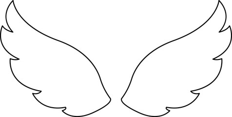 Wings icon. Angel Wings Black silhouette. Set of hand drawn bird or angel wings. Wings Collection - Vector illustration.