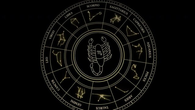 SCORPIO Sign in the Zodiac Wheel With Star Constellations