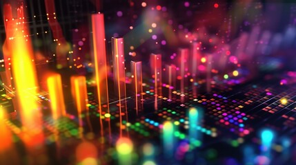Obraz premium Dynamic Economic Trends: Abstract Art Background with Digital Overlays and Vibrant Highlights