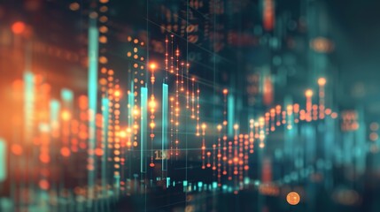 Fototapeta premium Futuristic Economic Growth Concept in Digital Abstract Background with Minimalist Design