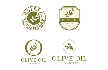 set collection olive oil logo design concept vintage retro badge and olive oil letter o