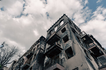 destroyed houses in a city lost in the war in Ukraine