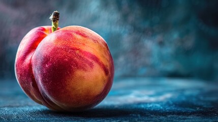 Juicy Delight: Close-Up of Ripe Peach Against Dark Background in Soft Light