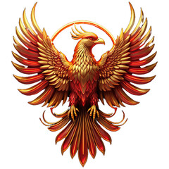 Fototapeta premium Golden Phoenix: The Rise of Garuda with Transparent Background