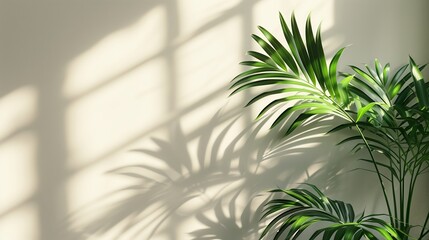 Botanical plants shadow on the wall.