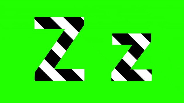Animation of line letter Z on green screen background