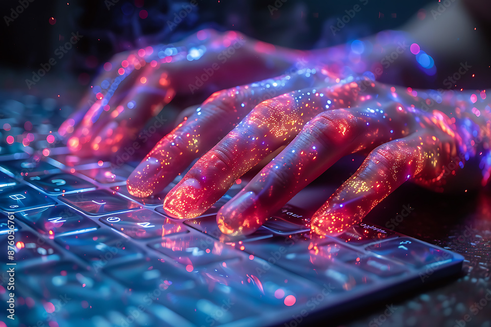 Wall mural cyberpunk coders: holographic data visualization
