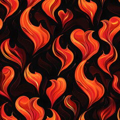 Seamless heart fire patterns background