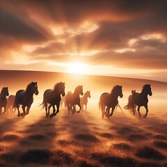 Fototapeta premium horse on sunset