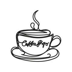 coffee cup one line art design 