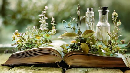 Homeopathy and Natural Philosophy Textbook with Environmental Growth Illustrations