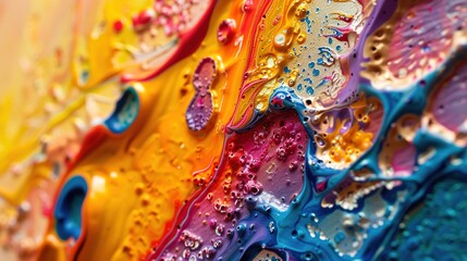 Fototapeta premium Vibrant Abstract Art: Detailed Macro Shot of Bold Colors and Intricate Shapes