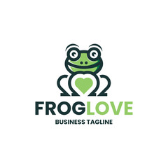playful frog love logo vector