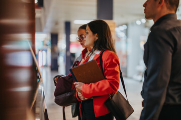 Young business entrepreneurs buying snacks and drinks for refreshment after remote work in the city center.