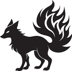 Standing fox isolated on a white background. Body side view, head in full face. Stock vector illustration. Forest animal