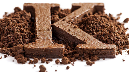 Brown dirt and the letter K on a white background, making it easy to cut out and use.