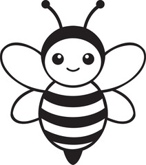 Black And White Bee Cartoon