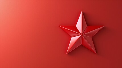 A volumetric red five-pointed star on red background.