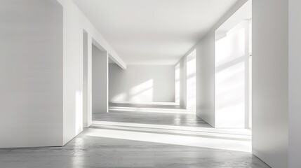 Fototapeta premium Modern Interior Architecture in High Contrast Against Blank White Background