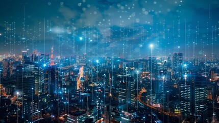 Obraz premium Futuristic cityscape with neon pink and blue lights and a sleek pathway