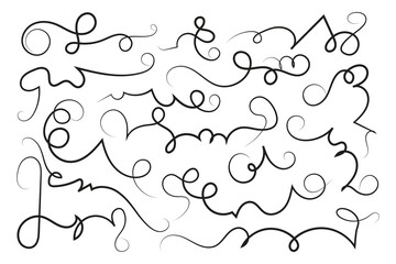 
Curly swirl decorative swishes, Hand drawn calligraphy lettering ornate strokes, flourish swirling squiggle Highlight Swoosh typography text elements. Pen Filigree flourishes vintage scrolls
