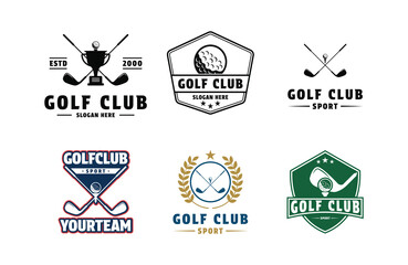 set of golf club logo design vintage retro label badge