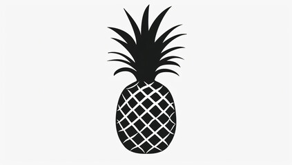 Obraz premium Pineapple black silhouette on a white background, a simple design with high contrast in a minimalistic and graphic style using simple shapes and flat colors. 