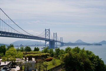Scenery of Yoshima Parking Area and Seto-ohashi Bridge