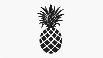 Obraz premium Pineapple black silhouette on a white background, a simple design with high contrast in a minimalistic and graphic style using simple shapes and flat colors. 