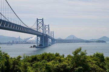 View of the Seto Ohashi Bridge across the Seto Inland Sea